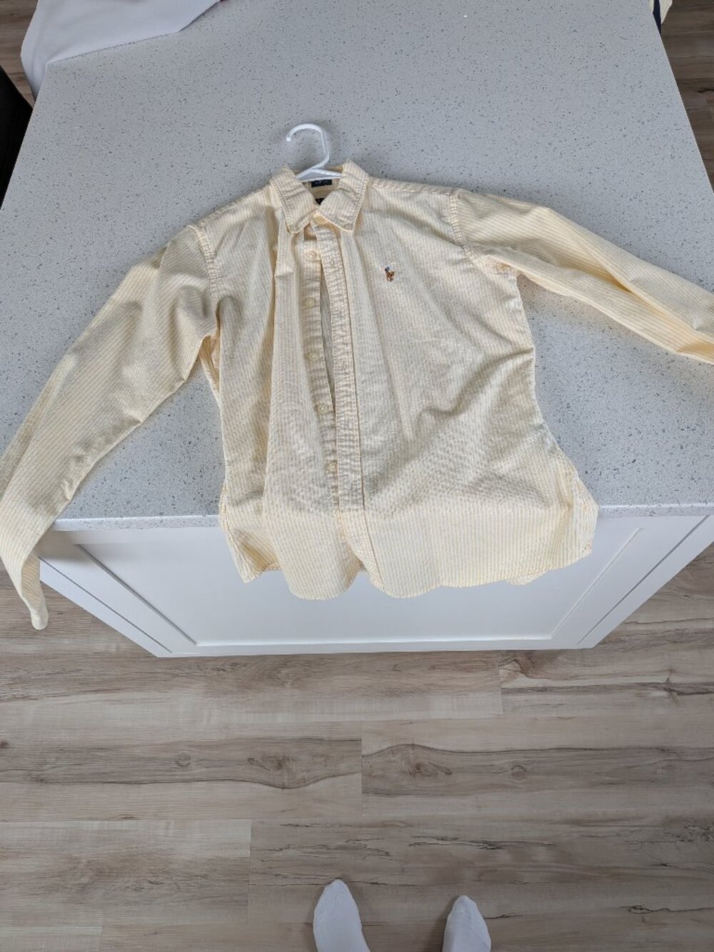 Polo Ralph Lauren Slim Fit Oxford Shirt  Women's 4 Yellow and White